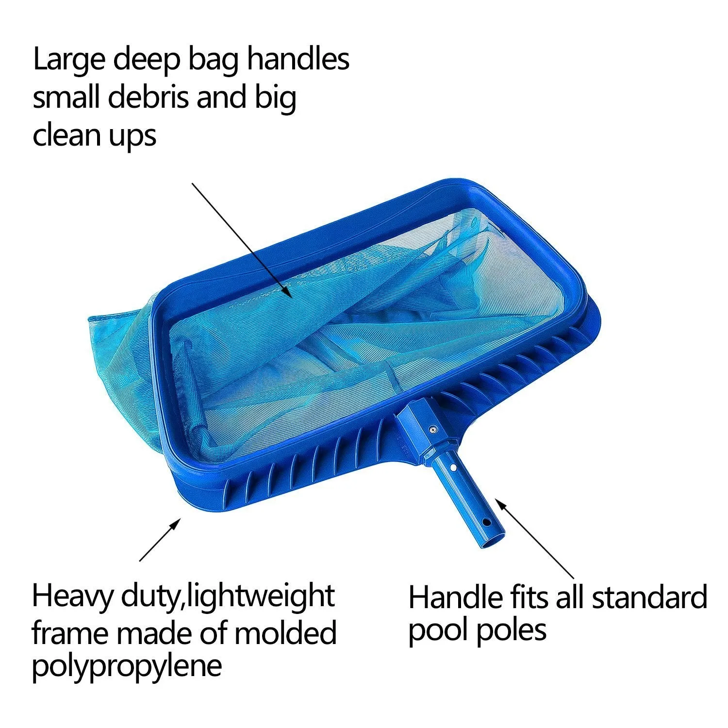 iGoods [ENLARGED and STRONGERED] Swimming Pool Net, Pond Skimmer Net W/ Nice Deep Bag, Heavy Duty Swim Pool Leaf Rake for Leaves Debris, Great Mesh Filter Saver Basket for Water Tank, Hot Tub,Aquarium