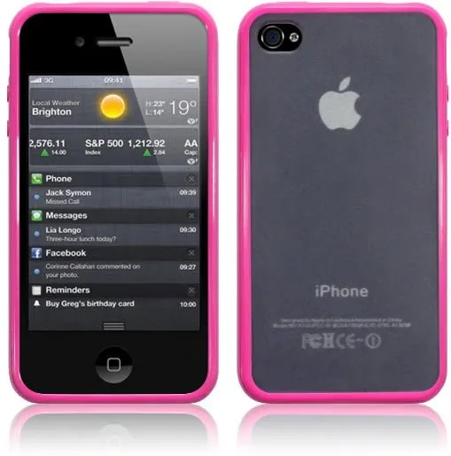 iPhone 4/4S Pink Bumper with Frosted Back Protector