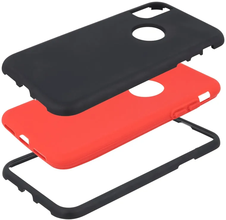 iPhone X Defender Rugged Case - Black/Red