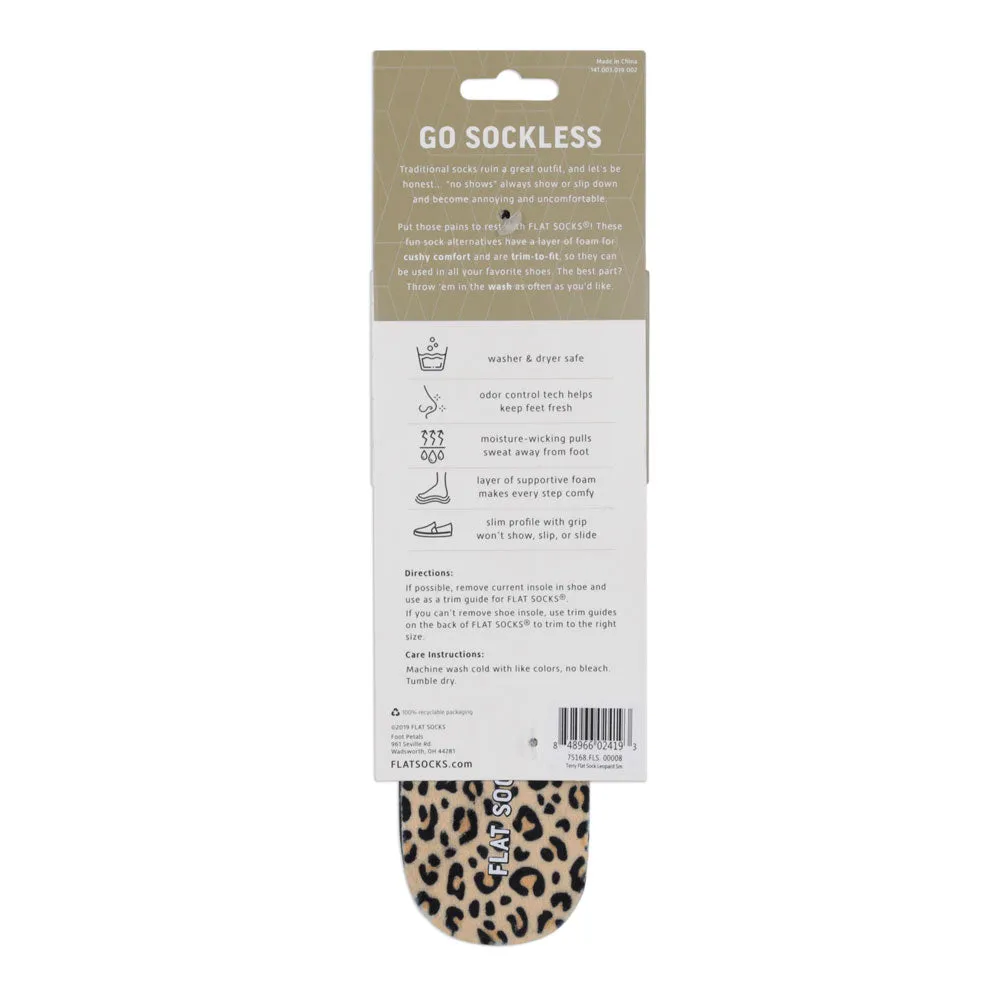 Leopard Print FLAT SOCKS | Washable No Show Sock Insert Cushion