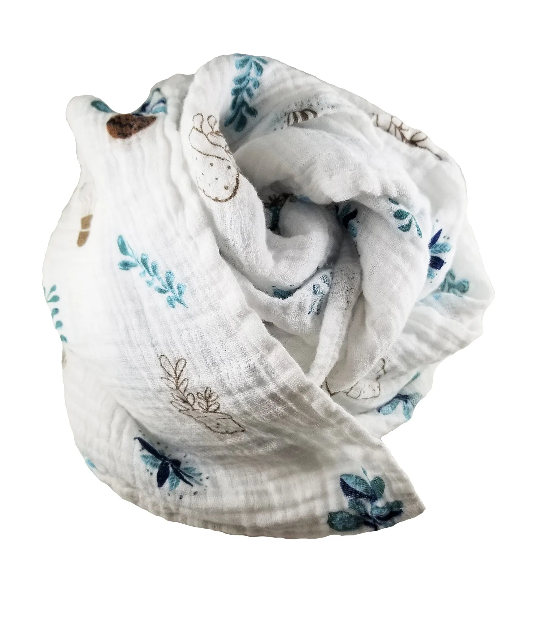 Lightweight Baby Blanket- 2 Pack with Travel Bag- Blue Cactus Print