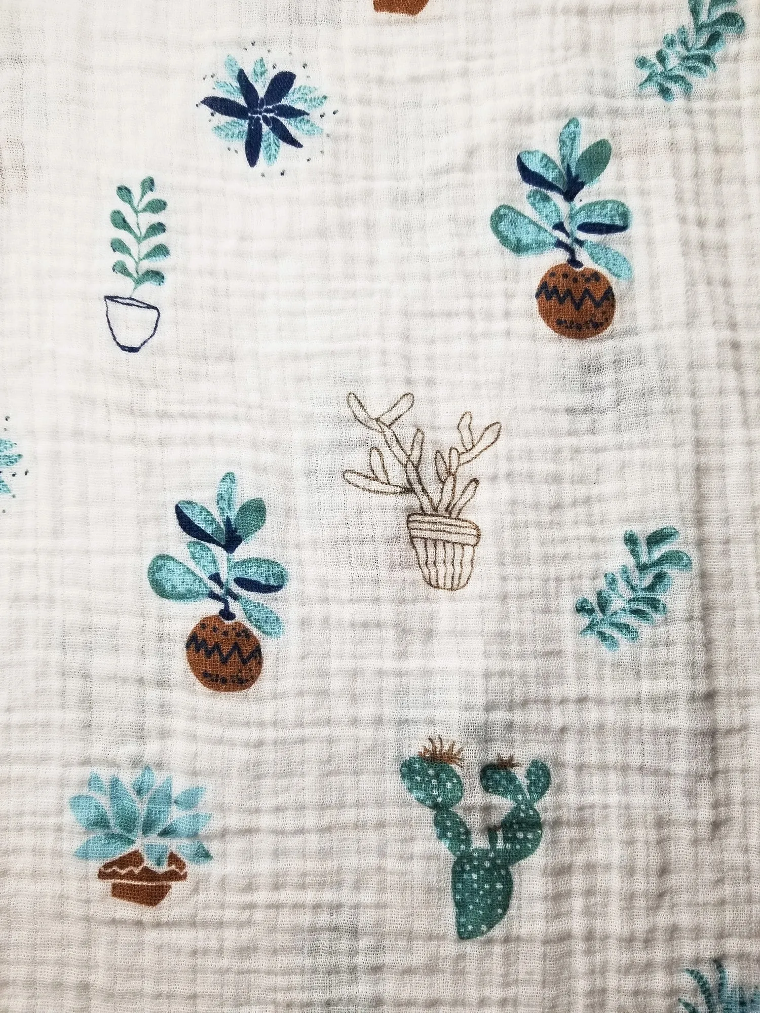 Lightweight Baby Blanket- 2 Pack with Travel Bag- Blue Cactus Print