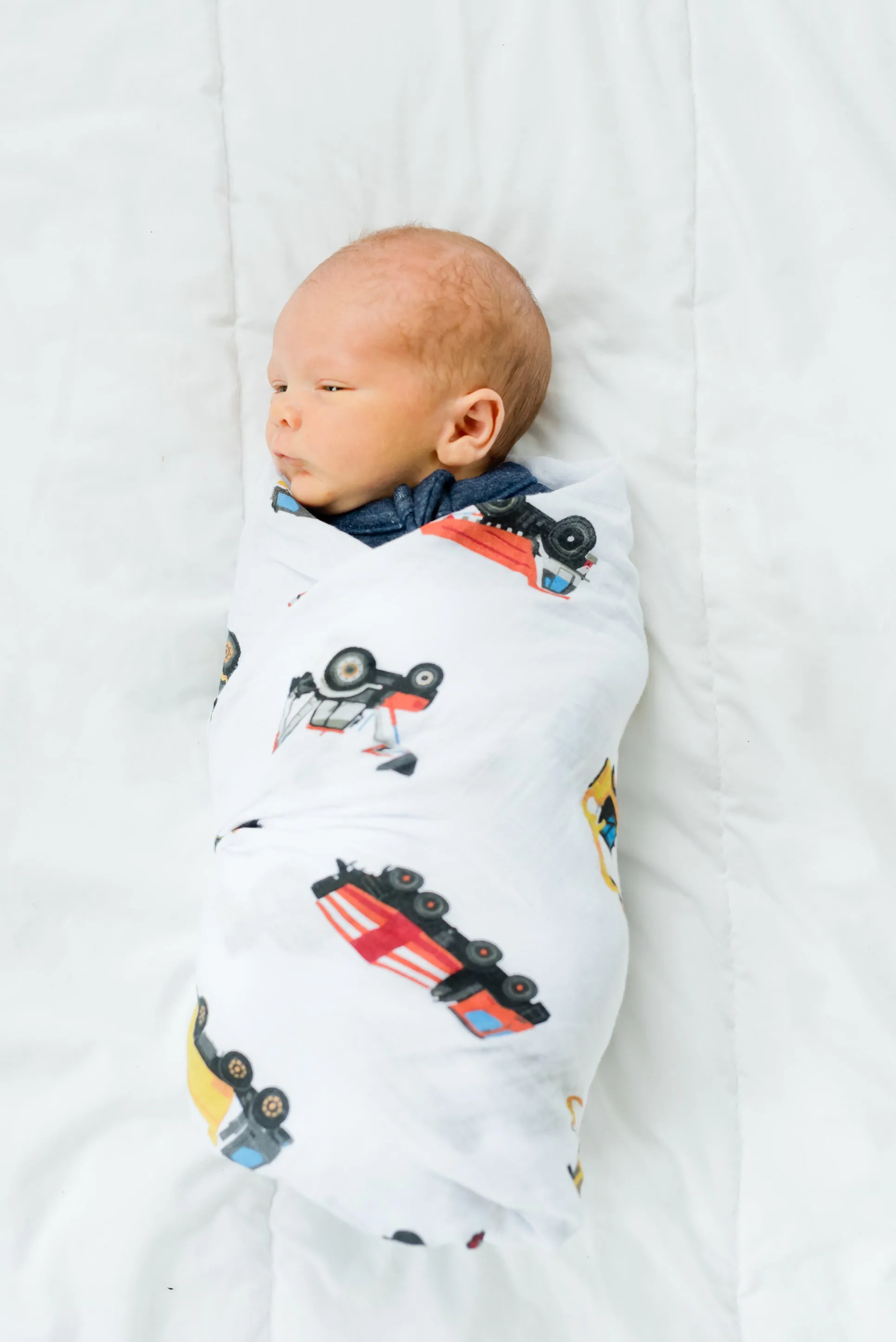 Muslin Swaddle Blanket - Construction Trucks