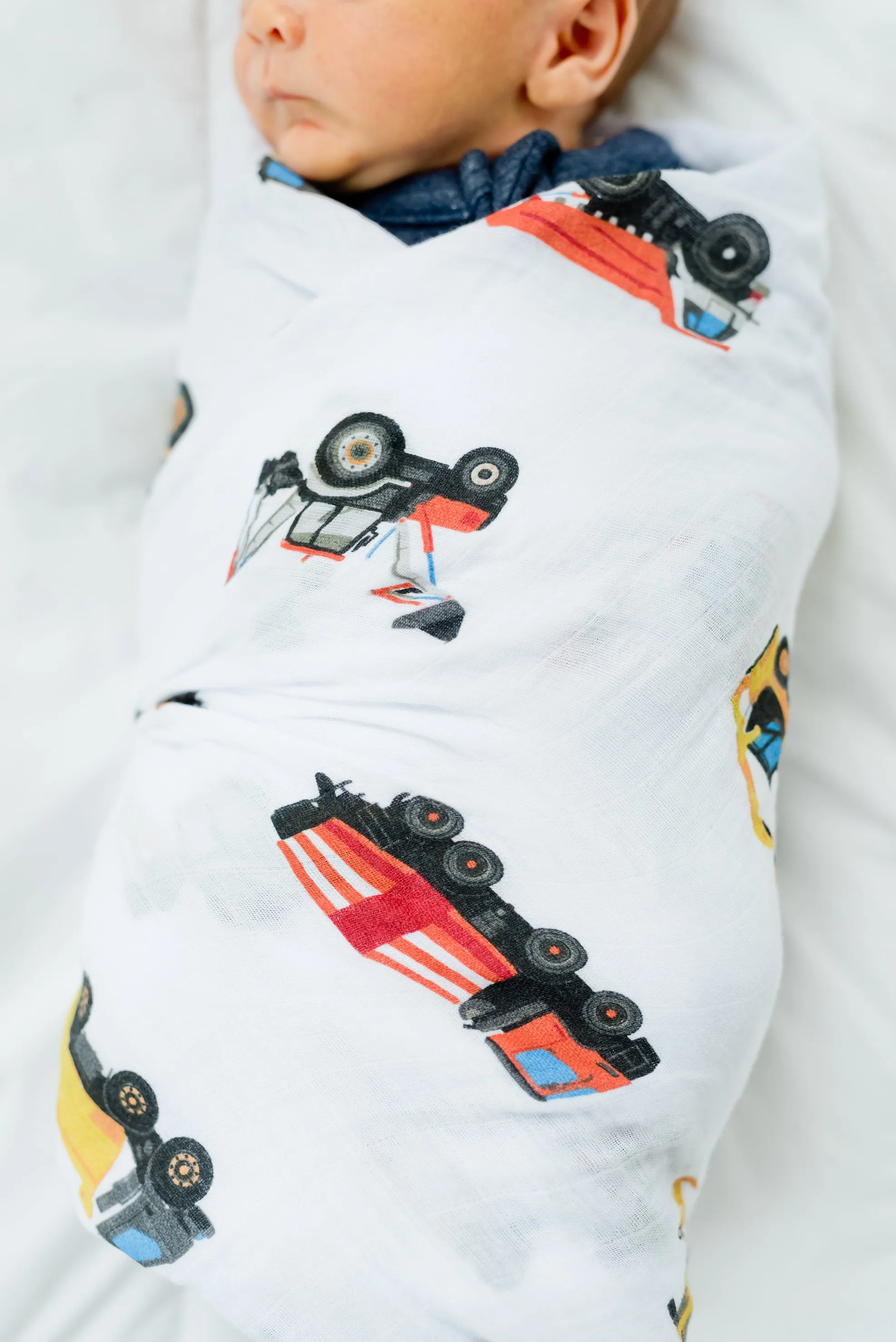 Muslin Swaddle Blanket - Construction Trucks