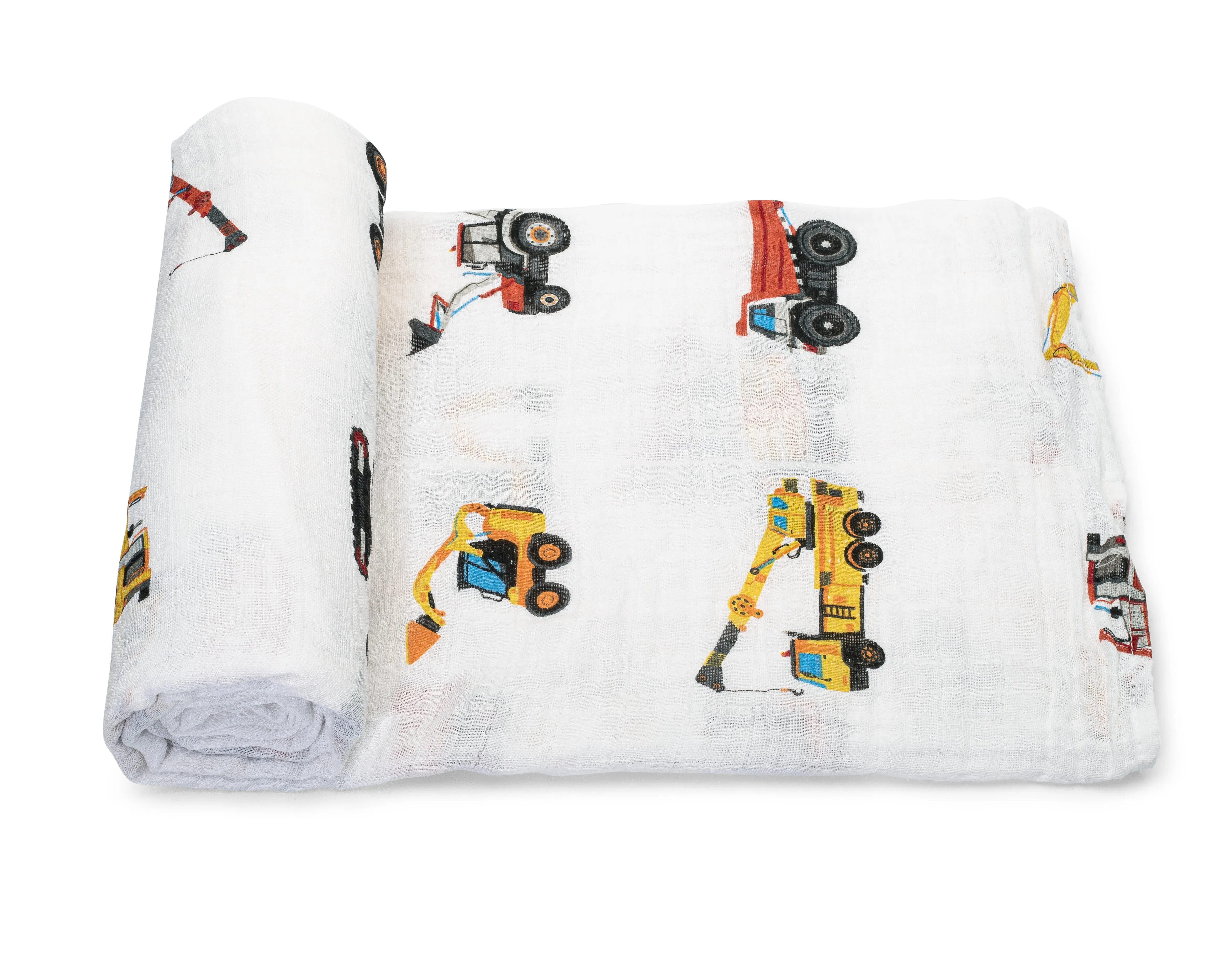 Muslin Swaddle Blanket - Construction Trucks