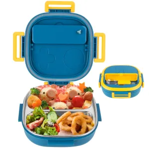 Pedeco Small Stainless Steel Kid Bento Box 2 Compartments Leak Bpa Free Blue