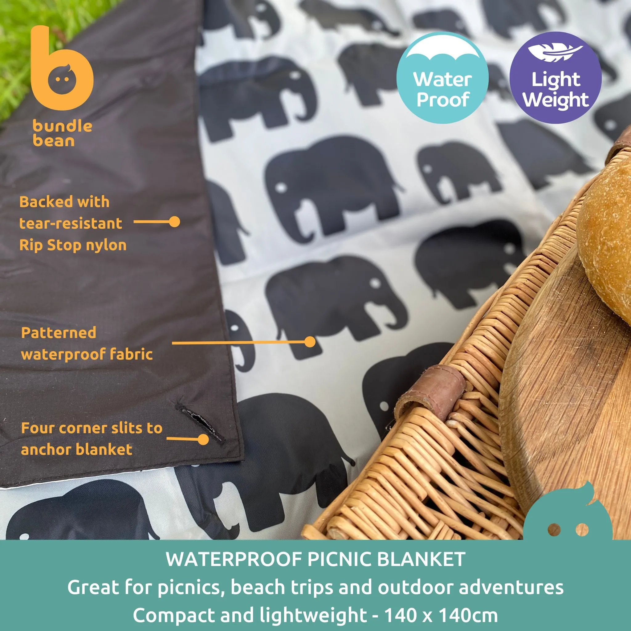 Picnic Blanket - GREY ELEPHANT