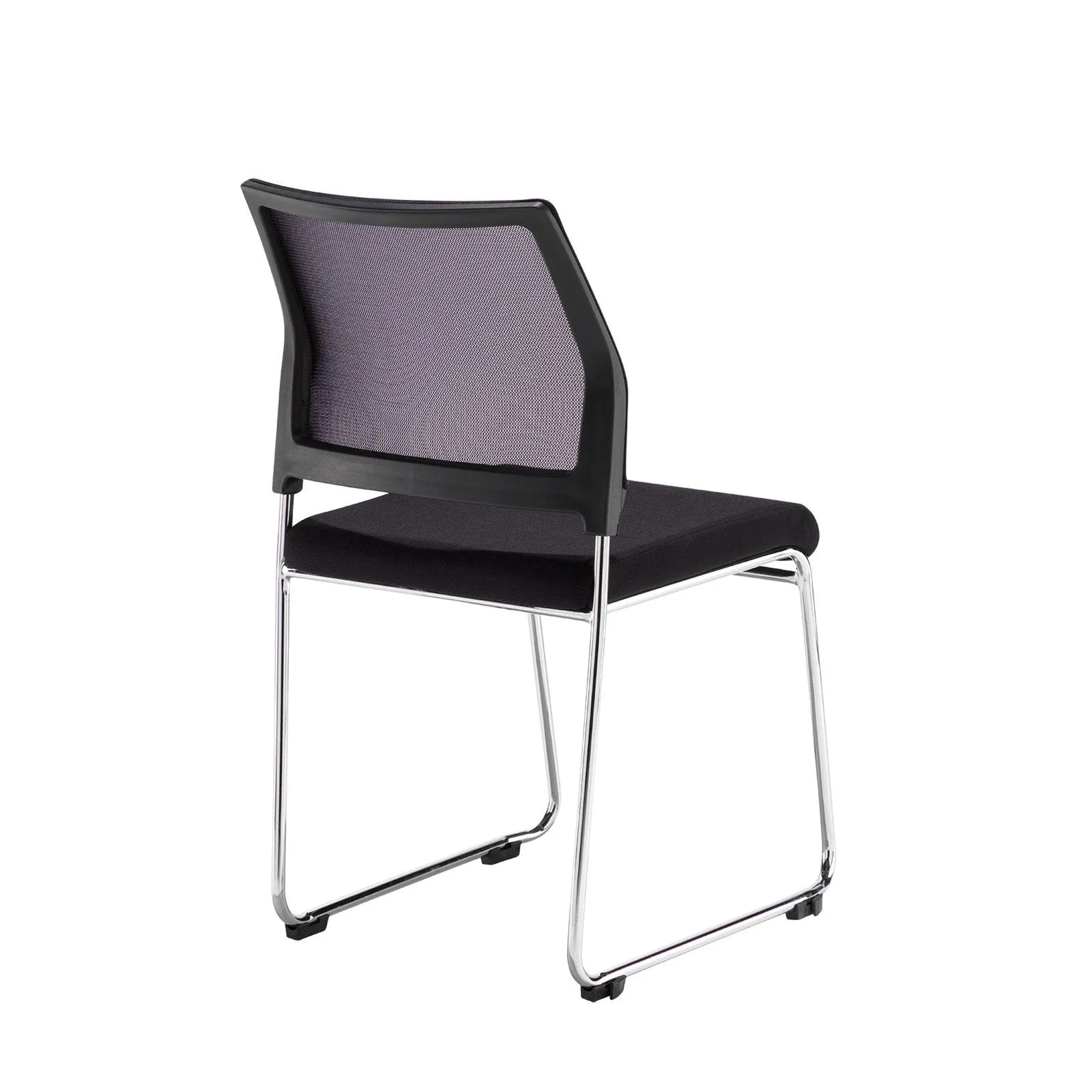 Quavo black mesh back multi-purpose chair with black fabric seat and chrome wire frame (pack of 4)