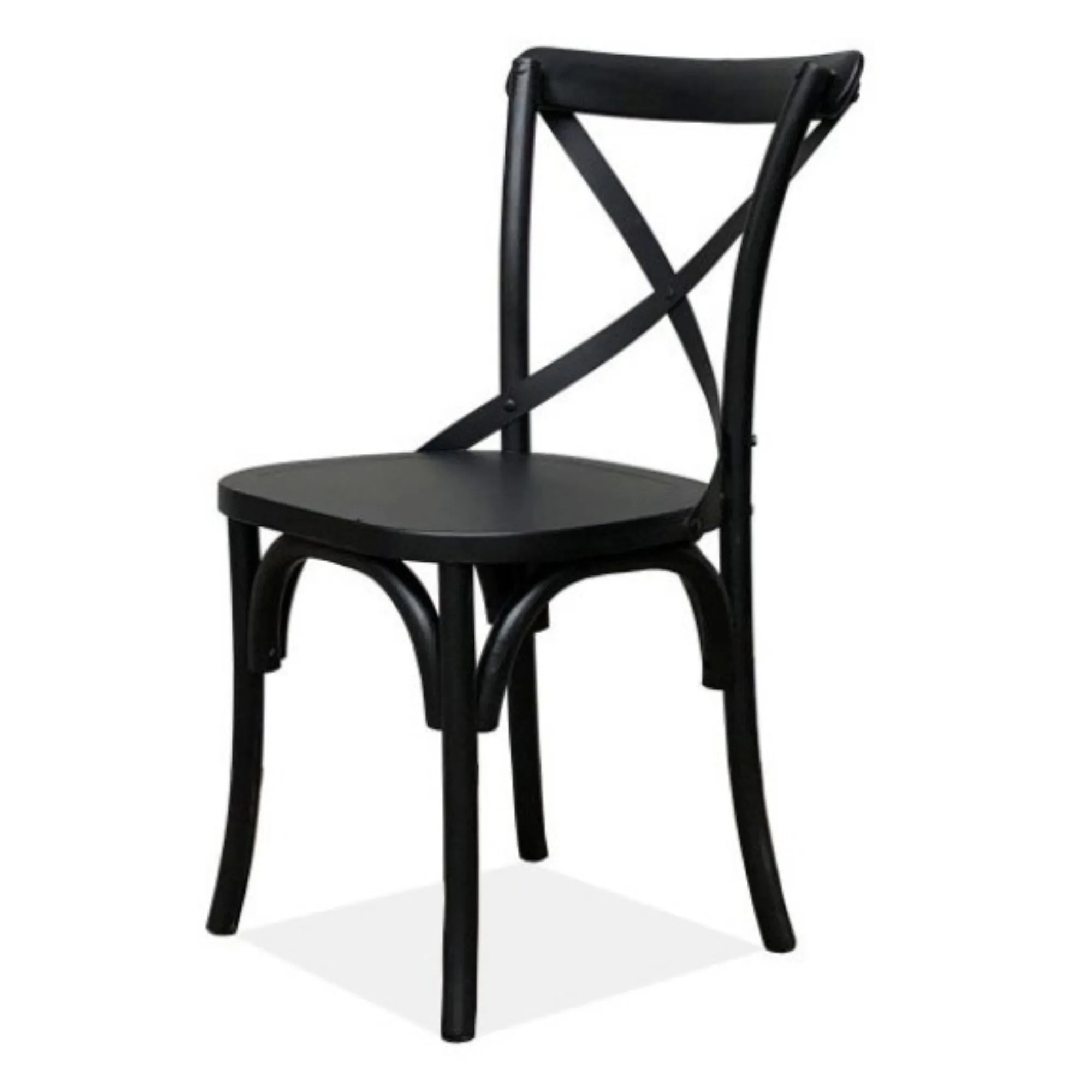 Rustica 4pc Set Dining Chair X-Back Solid Timber Wood Seat Black