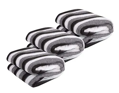 shivam Shivaan Home Furnishing Fleece Single Bed AC Blanket (60X90 Inch, Black and White Stripes) - Pack of 3, lightweight