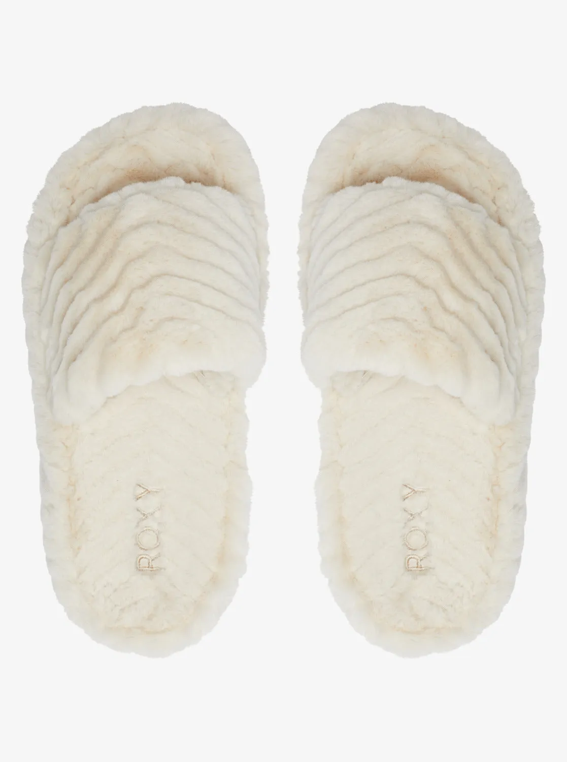 Slippy Faux Fur Slide Sandals - Off White