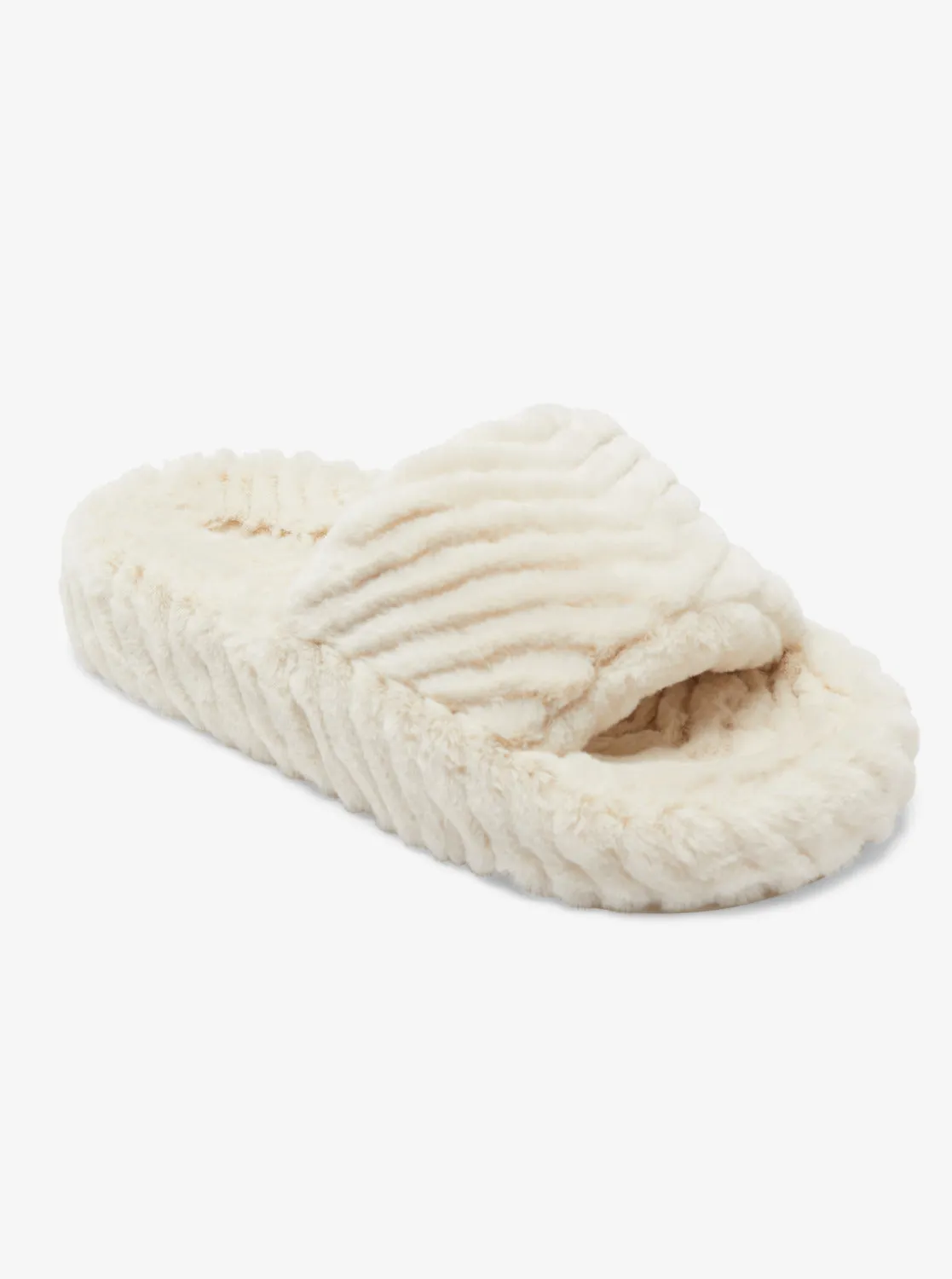 Slippy Faux Fur Slide Sandals - Off White