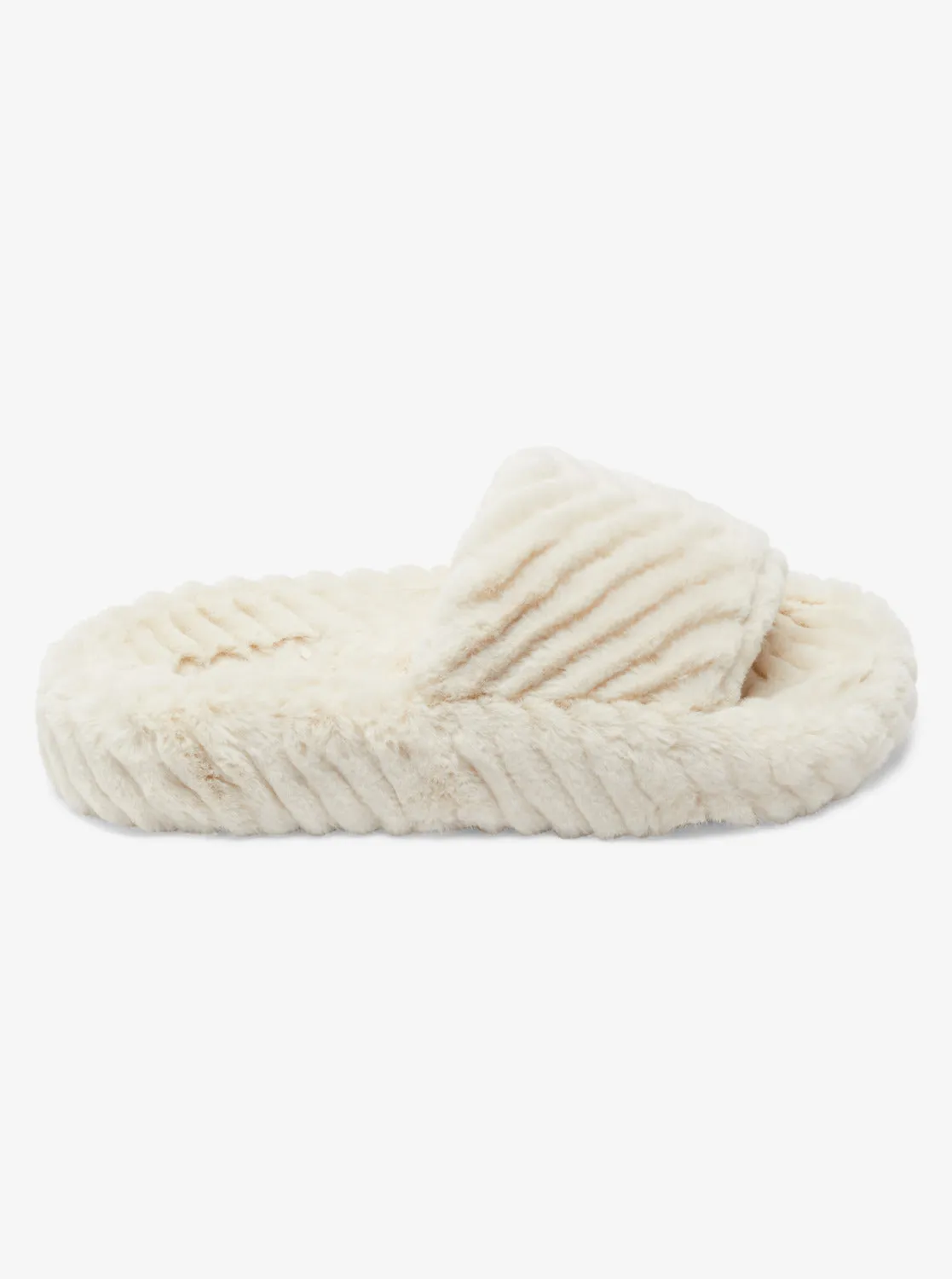 Slippy Faux Fur Slide Sandals - Off White