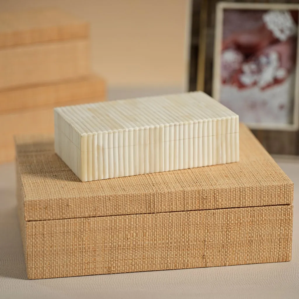 St. Ives Ribbed Bone Inlaid Box - Natural