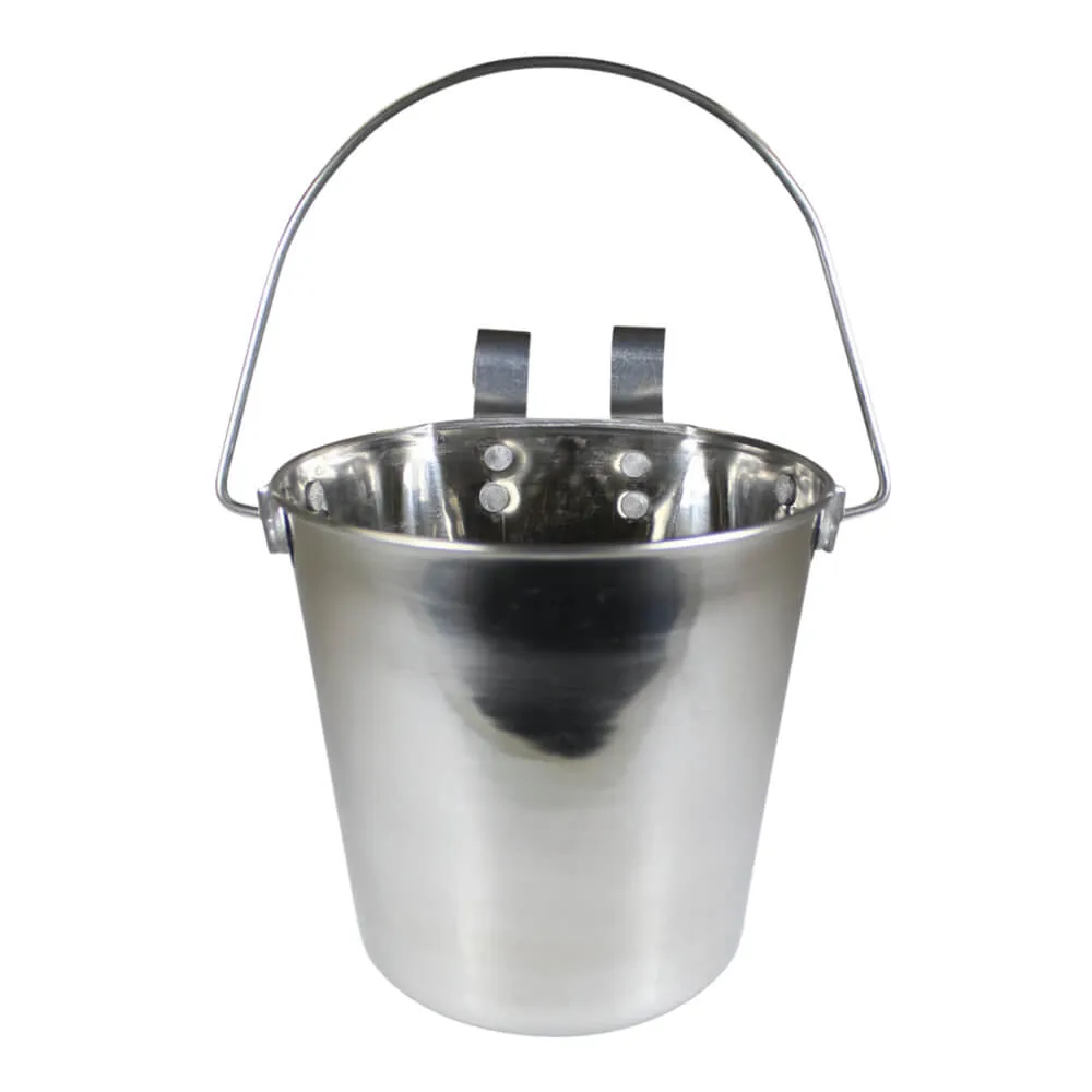 Stainless Steel Pail, Flat Sided Hook-On with Rivets