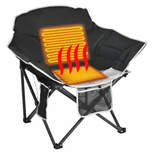 SUNNYFEEL Oversized Heated Camping Chair | Fully Padded Patio Chairs | Heating Camp Chairs for Outdoor Sports with Back and Seat Heating | Heated Folding Chair for Adults | Support 500lbs Heavy Duty