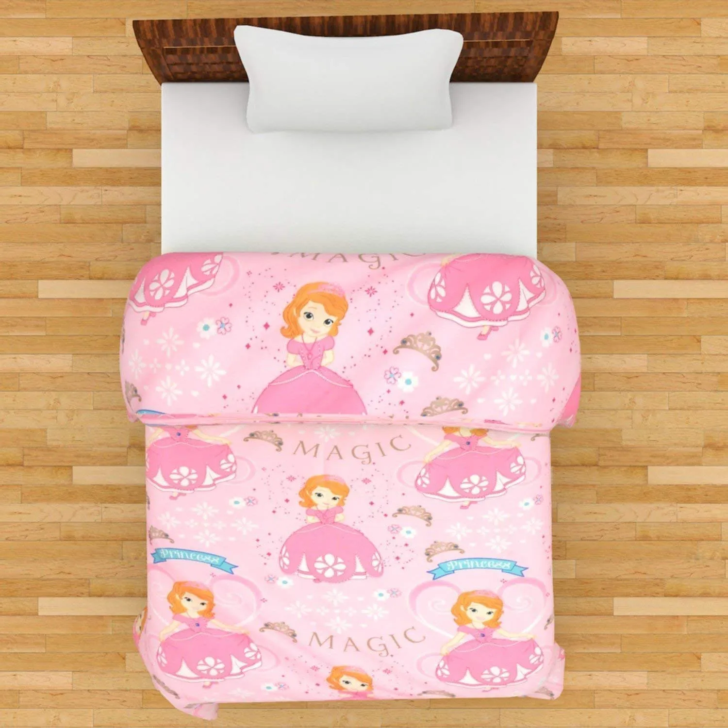 SYNEX All-Weather Beautiful Cartoon Print Microfiber Lightweight Reversible Single Bed AC Dohar | Blanket (Princess Magic Print)