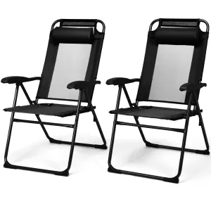 Tangkula Folding Patio Dining Chairs Set of 2, Portable Patio Chairs with 7 Level Adjustable Backrest