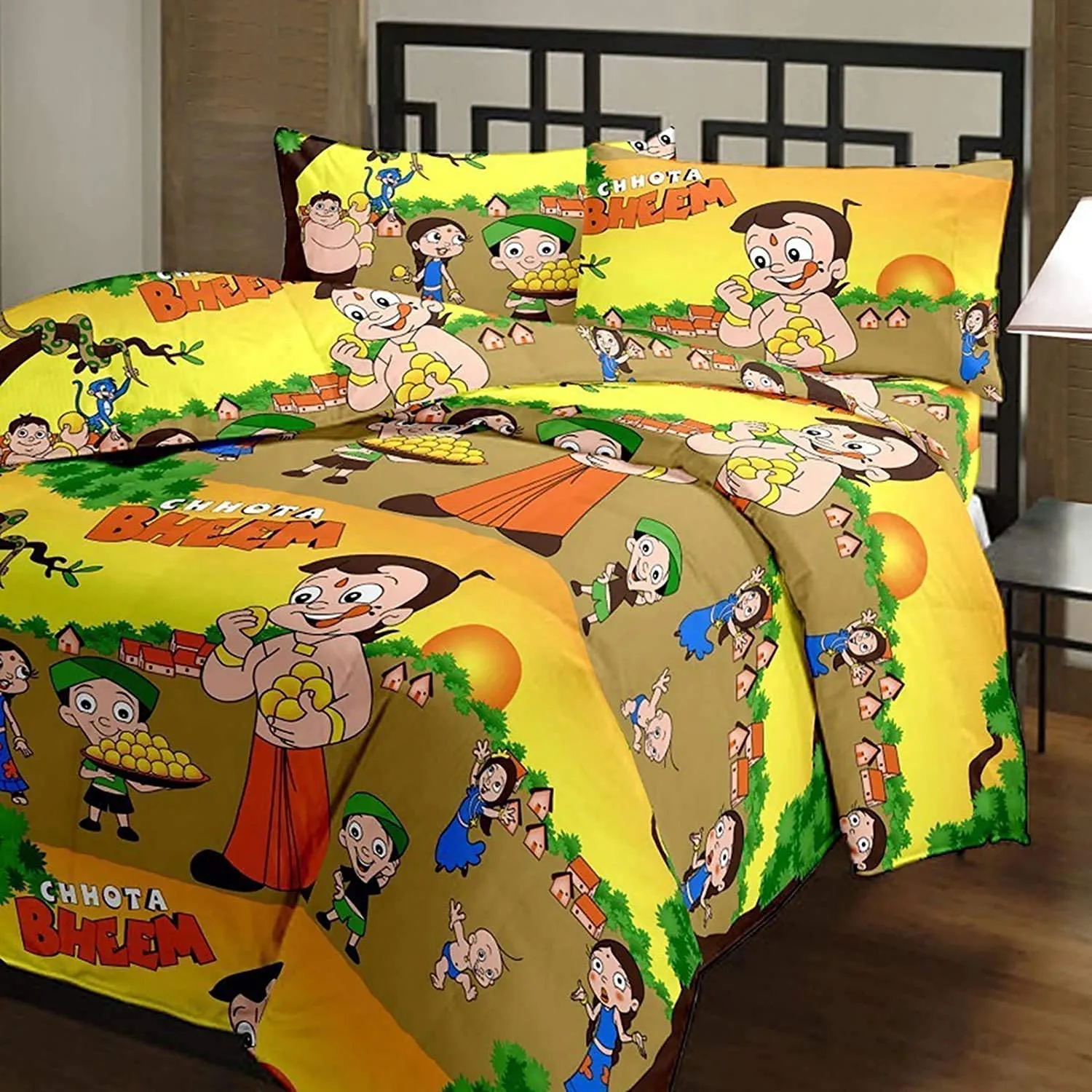 TEEJA 100% Reversible Dohar Combo Microfiber, Polycotton | Soft Light - Weight Bed Dohar | Use for All Season for Kids (CHHOTA BHEEM, Double Bed)