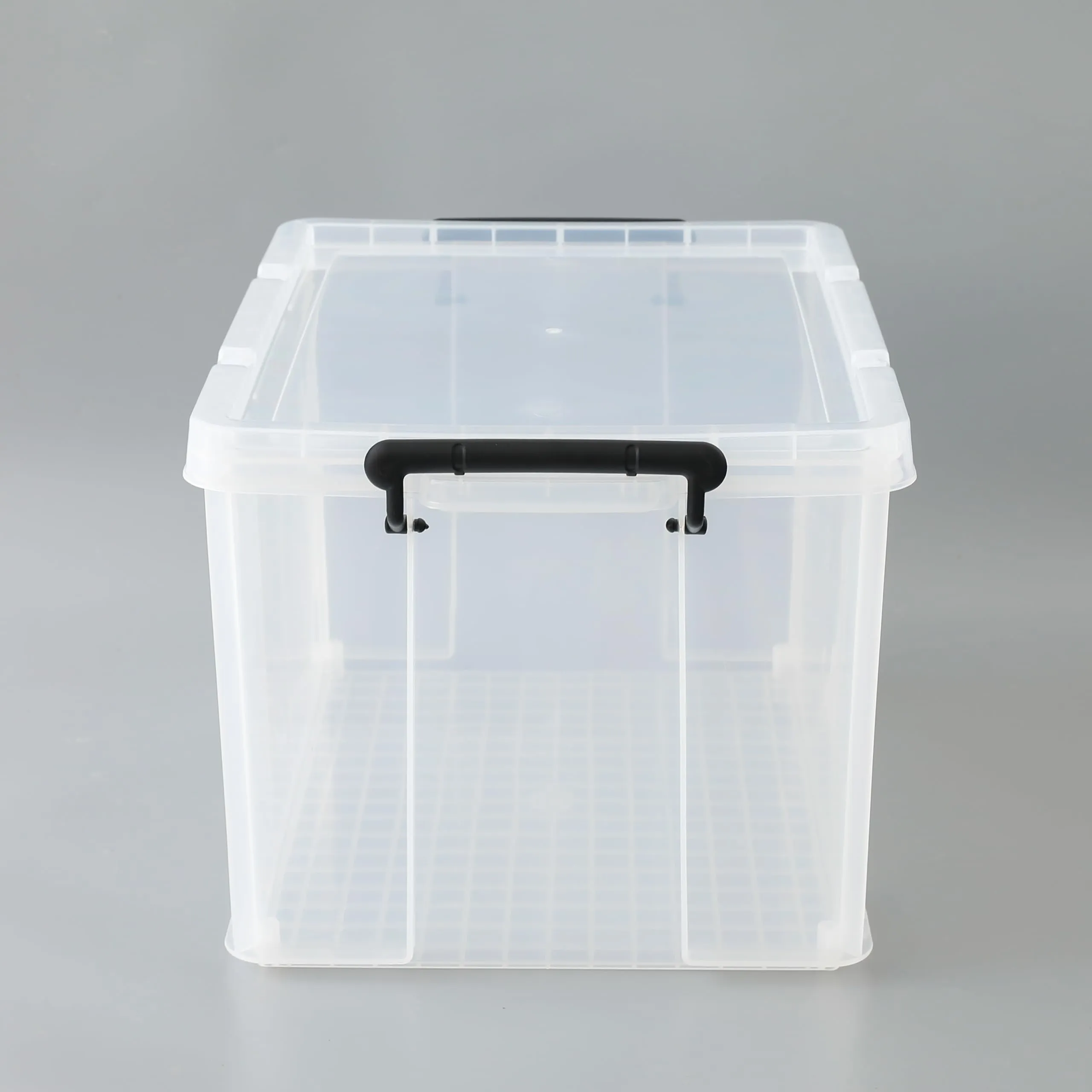 UMAI Large Plastic Boxes For Storage With Lid | 60L | Storage Box For Clothes | Storage Organizer | Dustproof and Stackable | Multipurpose | Double Side Handles | Transparent |