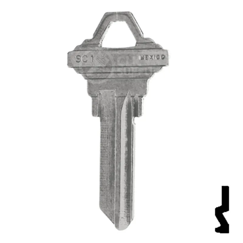 Uncut Key Blank | Schlage | SC1 - Nickel Plated