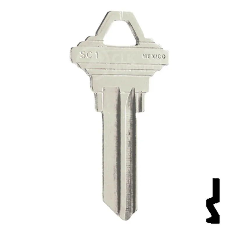 Uncut Key Blank | Schlage | SC1 - Nickel Plated